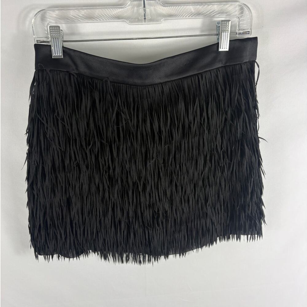 Express Fringe Mini Skirt Black Size 4